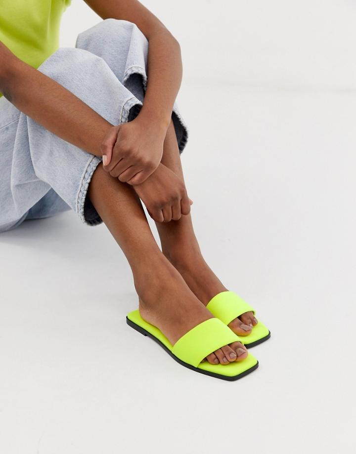 Asos Design Fleeky Mule Sliders In Neon Yellow