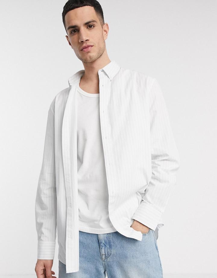 Weekday Karim Striped Shirt In Pale Green