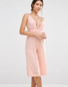 Missguided Strappy Culotte Jumpsuit - Blush