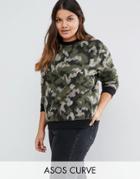 Asos Curve Sweatshirt In Camo - Multi