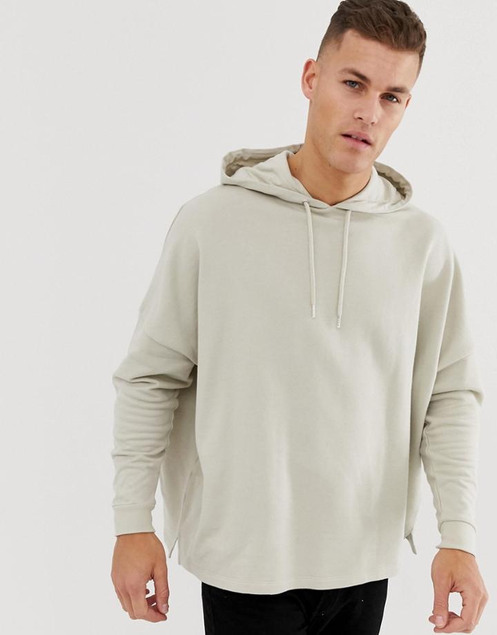 Asos Design Extreme Oversized Hoodie In Beige With Split Hem
