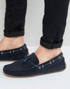 Kg By Kurt Geiger Driving Loafers In Navy Suede - Blue
