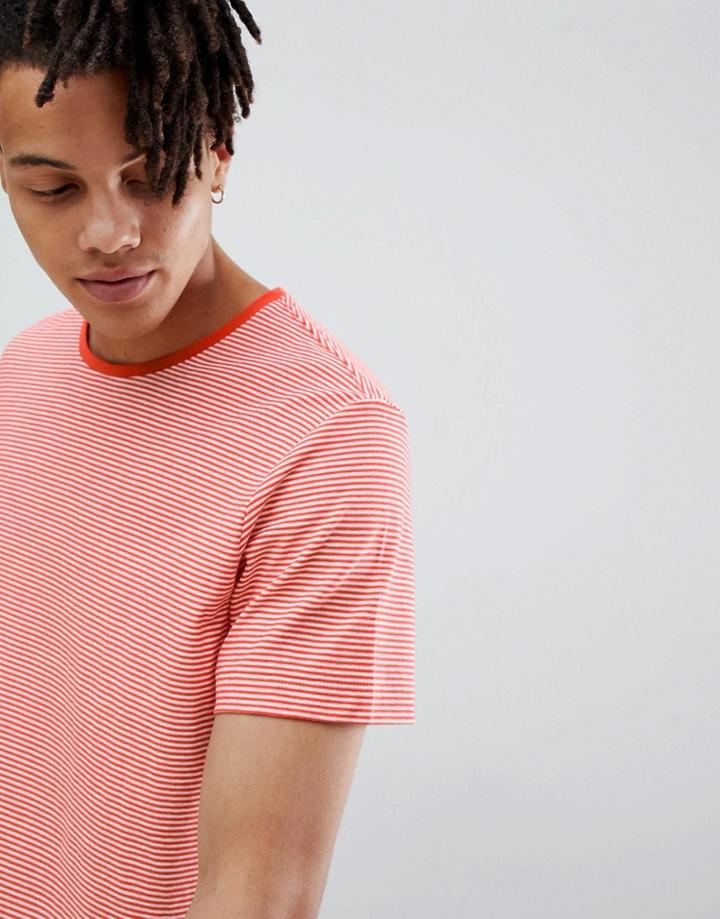 Weekday Darko Striped T-shirt - Orange