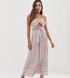 Parallel Lines Cami Jumpsuit With Cut Out Detail In Stripe-multi