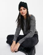Brave Soul Grunge Crew Neck Sweater In Charcoal Gray-grey