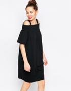 Love Moschino Off The Shoulder Dress With Buckle Straps - Black