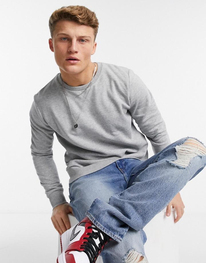 Brave Soul Crew Neck Sweatshirt In Gray-grey