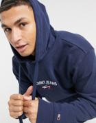 Tommy Jeans Timeless Central Logo Hoodie In Twilight Navy