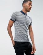 D-struct Striped Jacquard Polo Shirt - Navy