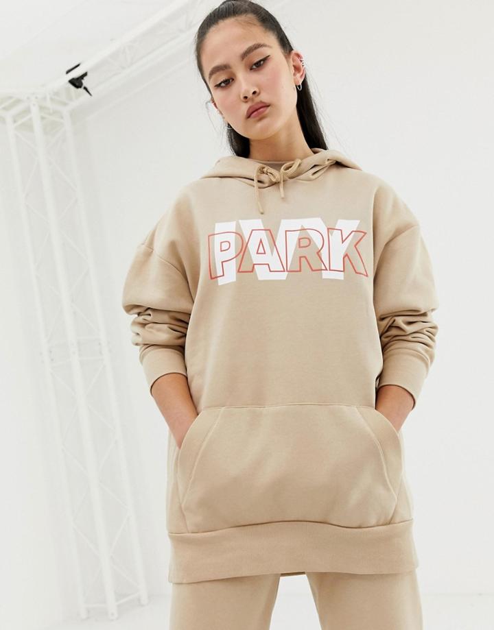 Ivy Park Layer Logo Hoodie In Beige - Beige