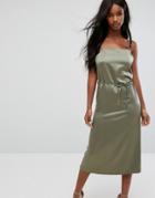 Oh My Love Satin Cami Midi Dress - Green