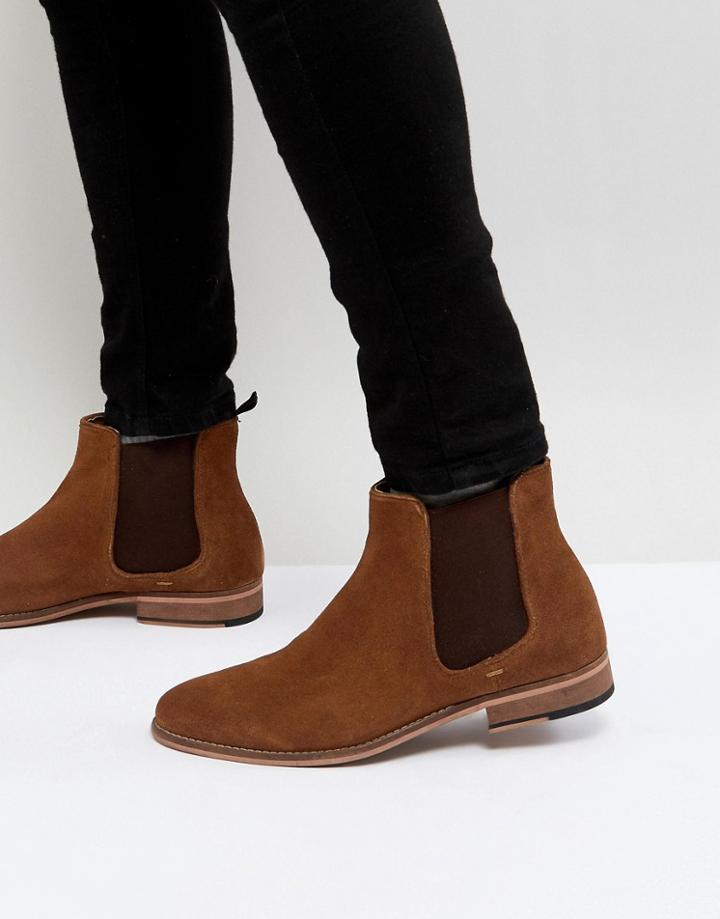 Walk London Harrington Suede Chelsea Boots In Tan - Tan