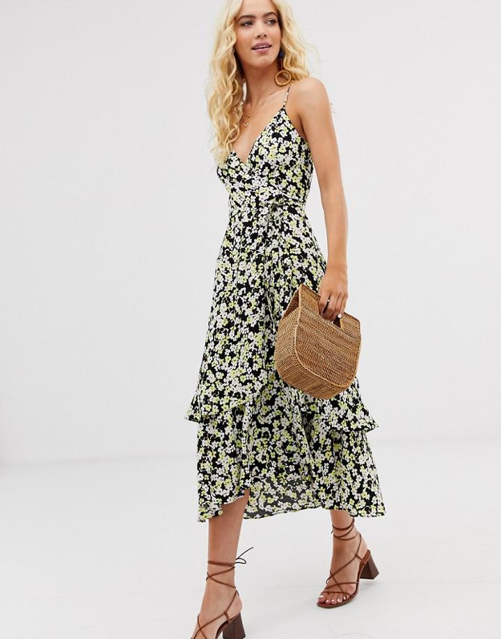 & Other Stories Wrap Dress In Yellow Floral Print