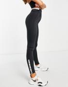 Asos 4505 Branded Leggings With Rubberized Zip Hem Detail In Black