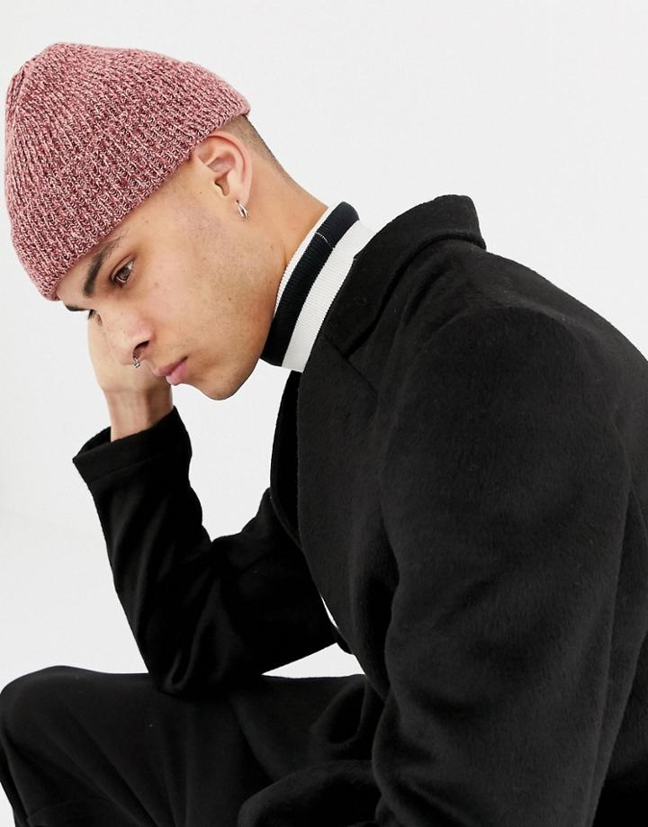 Asos Design Fisherman Beanie In Pink Twist - Pink