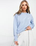 Addias Originals 'logomania' Triple Logo Sweatshirt In Light Blue