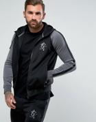 Gym King Track Hoodie In Black With Reflective Logo - Black