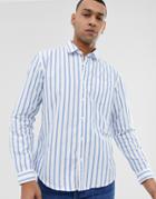 Esprit Regular Fit Shirt In White And Blue Stripe
