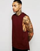Asos Longline Sleeveless T-shirt With Dropped Armholes - Oxblood