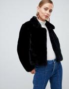 Jayley Faux Fur Cropped Jacket - Black