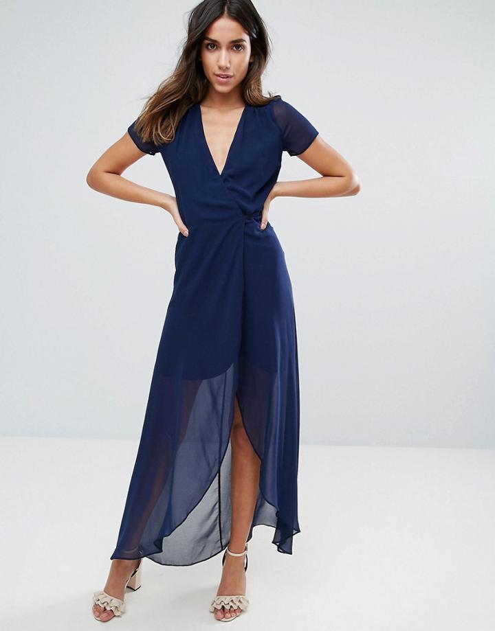 Hope & Ivy Wrap Maxi Dress - Navy