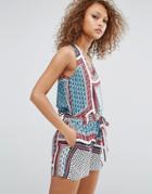 Oeuvre Printed Romper - Red