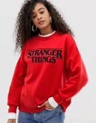 Pull & Bear Stranger Things Logo Sweatshirt In Red - Orange