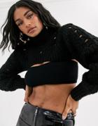 Ivyrevel Cropped Cable Knit Sweater In Black