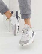 Adidas Originals White And Gray Nite Jogger Sneakers - White