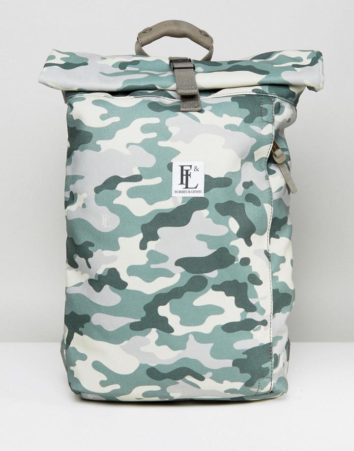 Forbes & Lewis Rollie Rolltop Backpack In Camo - Green