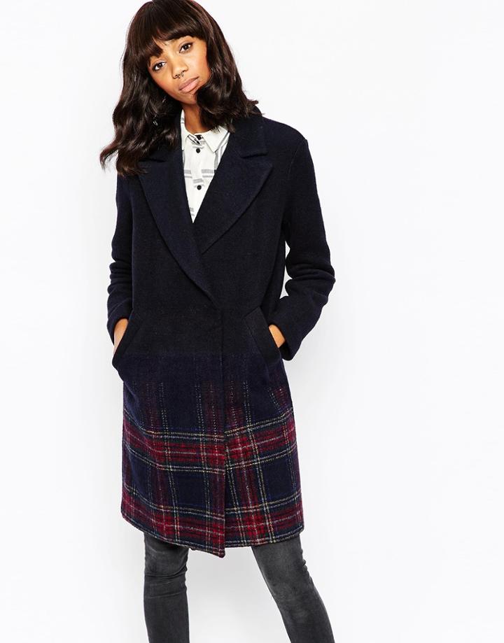 Asos Coat In Ombre Check - Multi