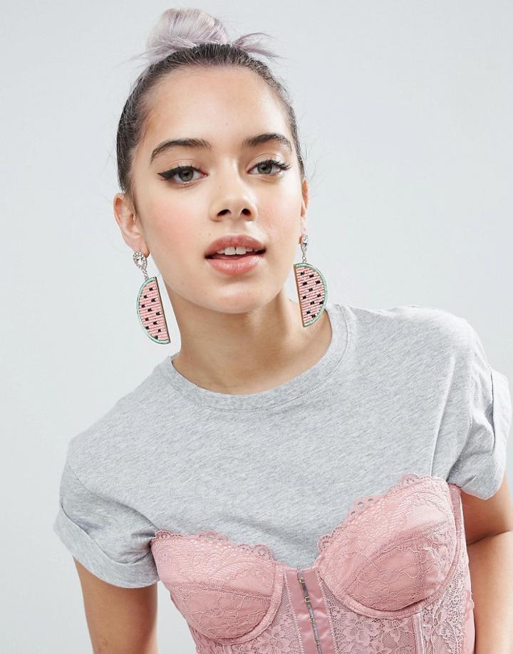 Asos Statement Watermelon Drop Earrings - Multi