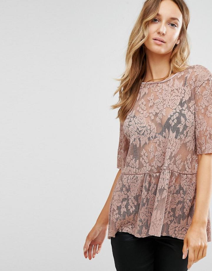 Vila Peplum Tee - Purple
