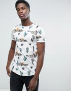 Esprit Crew Neck T-shirt With Cactus Print - White