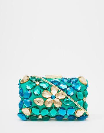 Love Moschino Flower Beaded Occasion Clutch - 850 Green