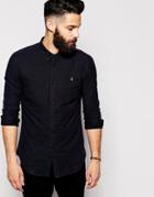 Farah Oxford Shirt With Black Weft Slim Fit - Blue