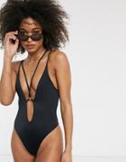 Dorina X Jackie Plunge Multi Strap Swimsuit In Black