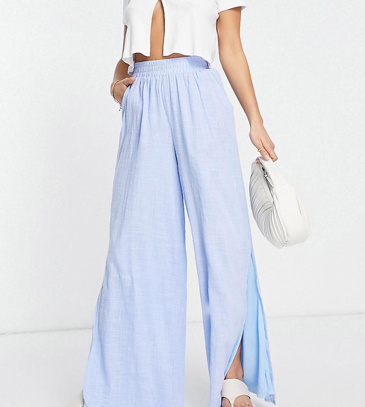 Missguided Petite Straight Leg Pants In Blue