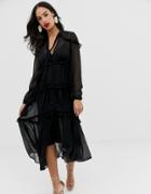 Asos Design Button Through Soft Maxi Dress - Black