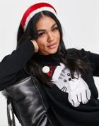 Asos Design Christmas Headband With Santa Faux Fur In Red-multi