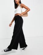 Urban Revivo Plisse Wide Leg Pants In Black