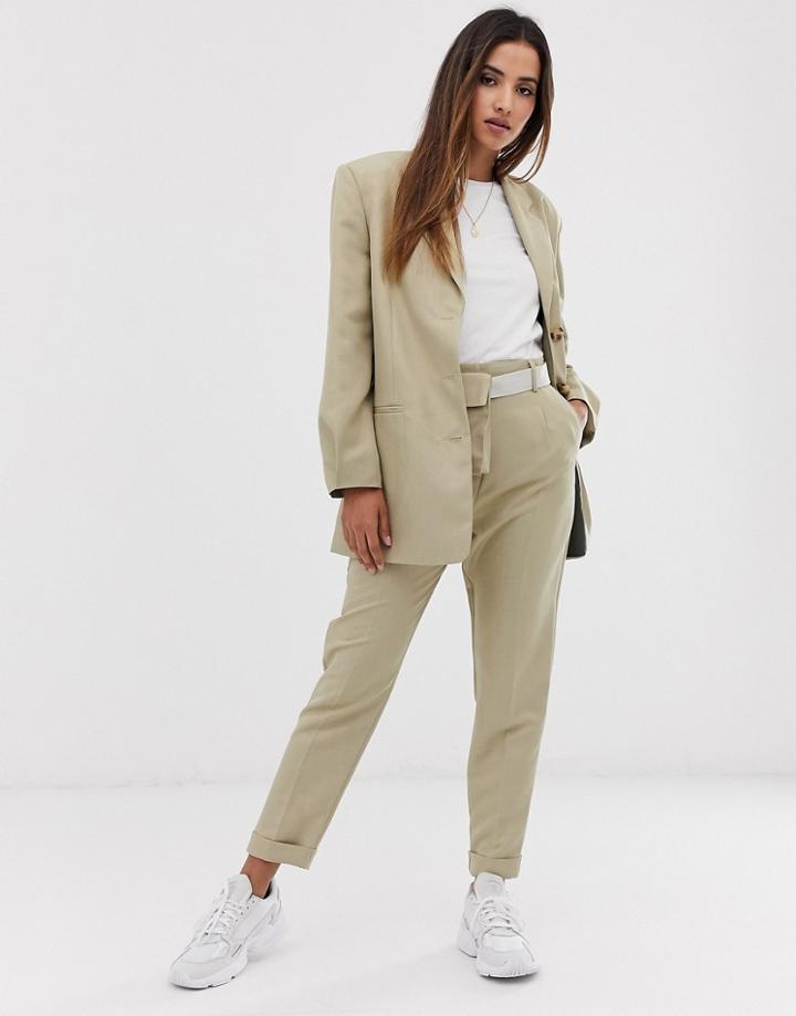 Asos Design Dad Suit Blazer With Pleat Sleeve