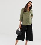 New Look Maternity Over Bump Culottes In Black - Pink