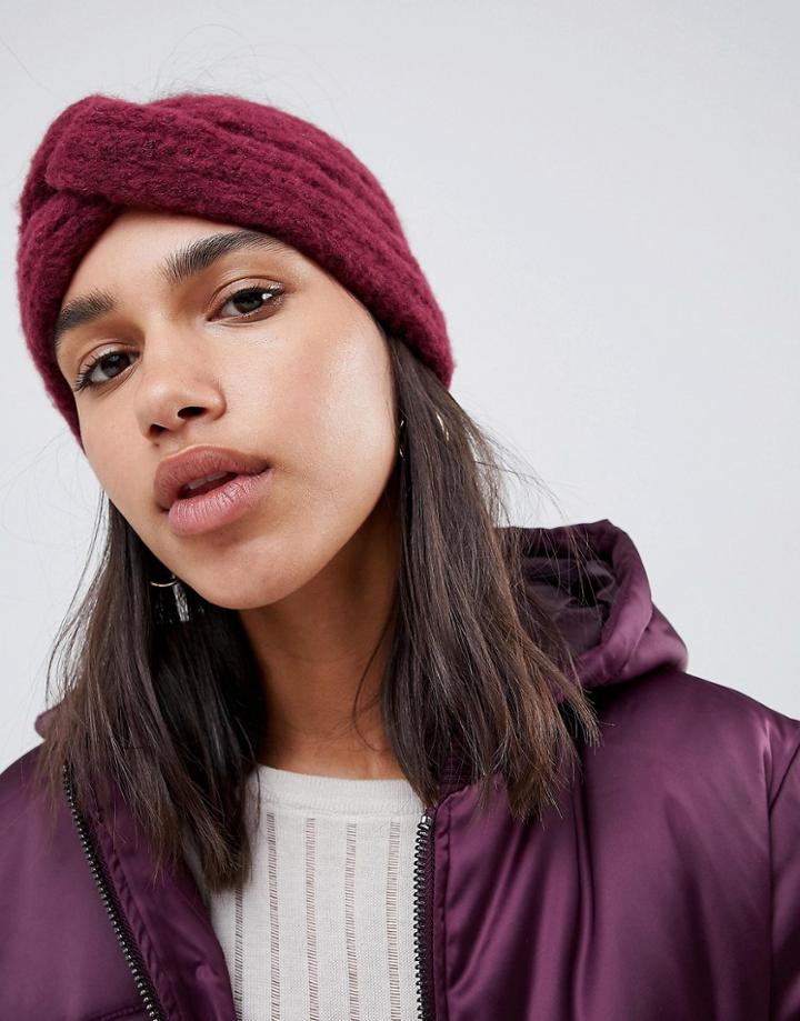 Asos Design Fluffy Knit Headband - Red