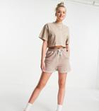 Missguided Tall Set Runner Short With Contrast Stitch In Brown