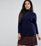 New Look Curve Popper Side Stripe Top - White