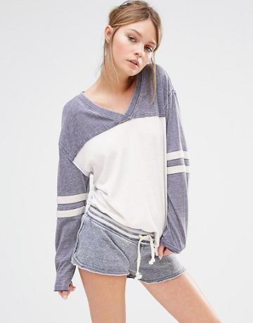 Ocean Drive Stripe Sleeve Tee - Navy