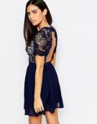 Club L Scalloped Crochet Skater Dress With Open Back