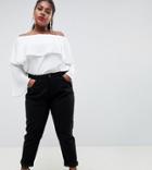 Boohoo Plus High Waist Mom Jeans In Black - Black