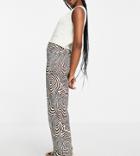 Annorlunda High Waisted Mom Jeans In Swirl Denim Set-multi